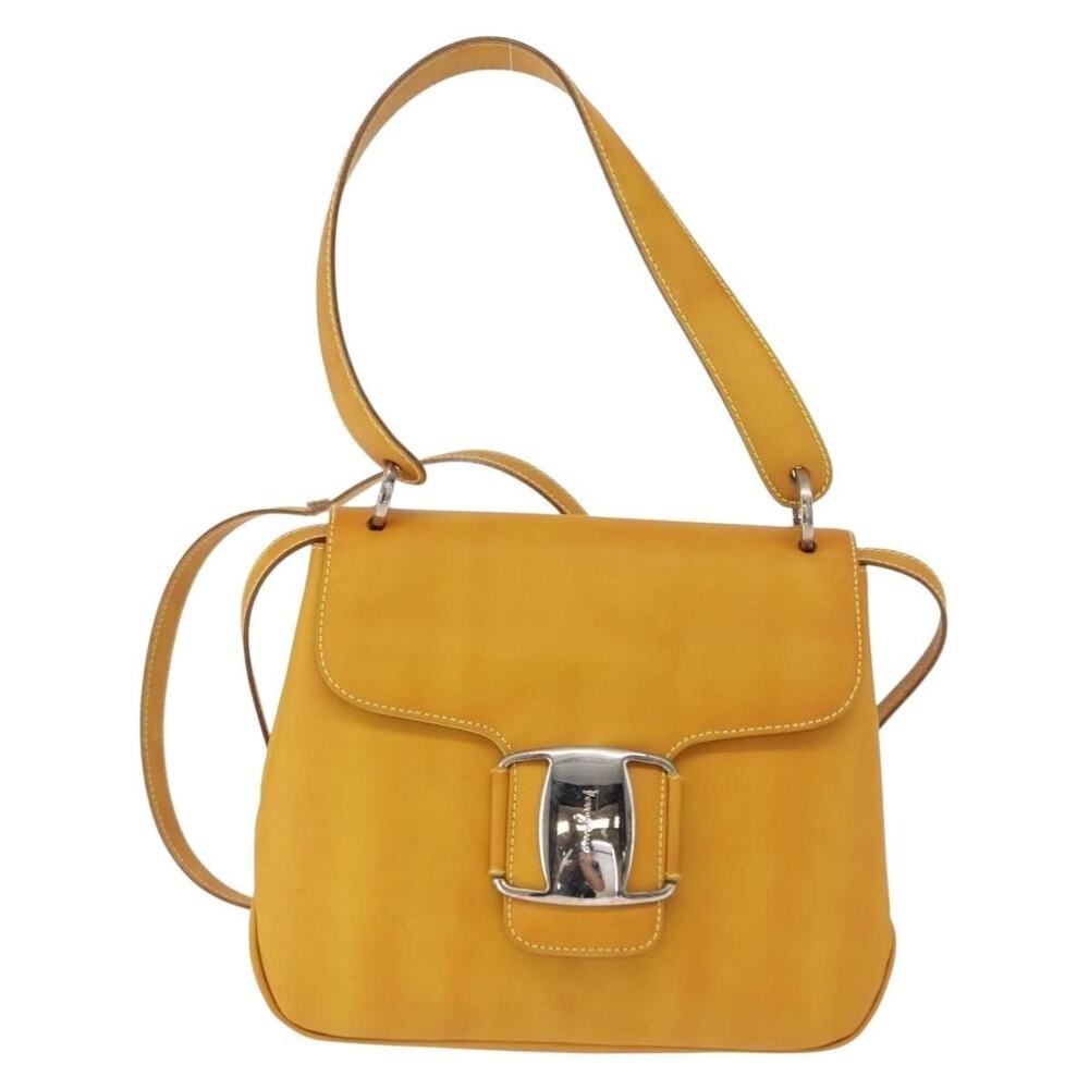 Salvatore Ferragamo Leather Vara Handbag Yellow